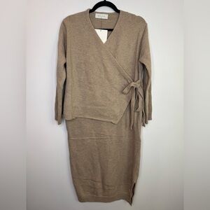 Olive clothing Tan wool blend layer Sweater Dress